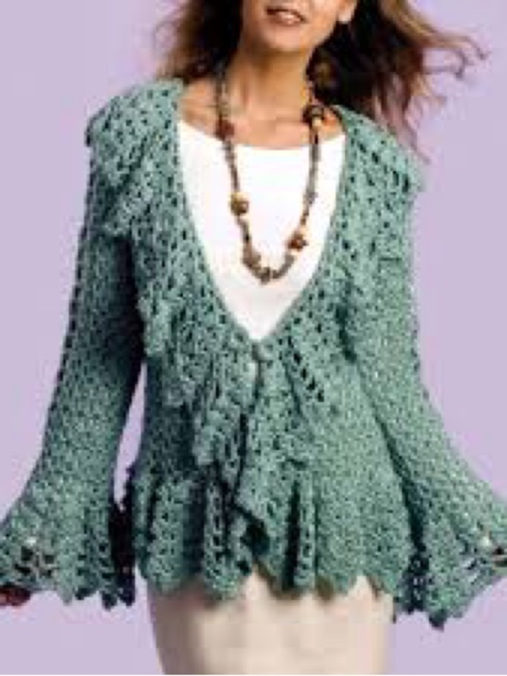 Anthropologie Moth Crochet Cottagecore Sweater